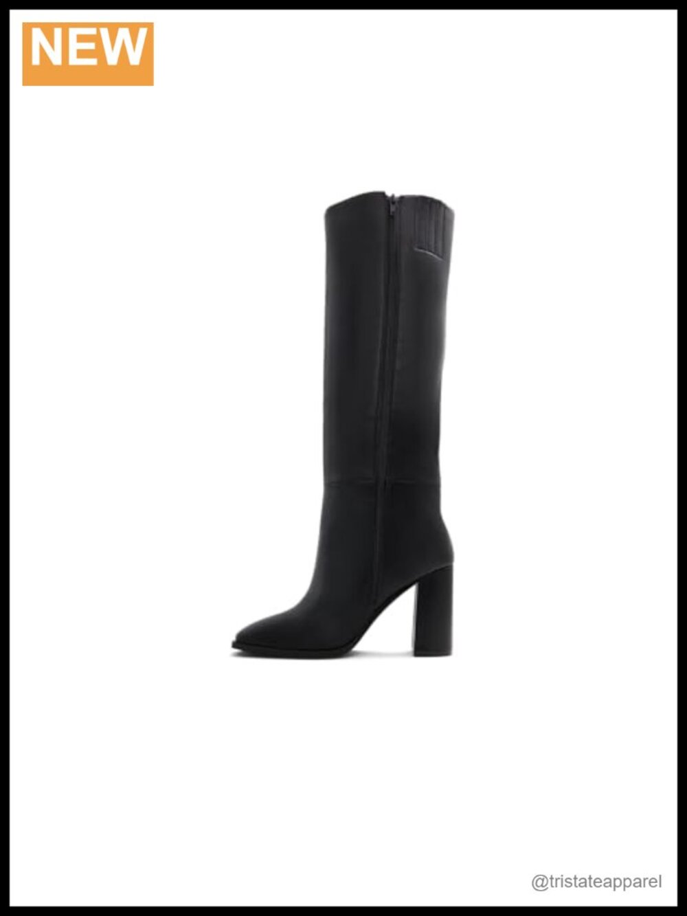 Knee-High Vegan PU Leather Boots Block Heel Pointed Toe
